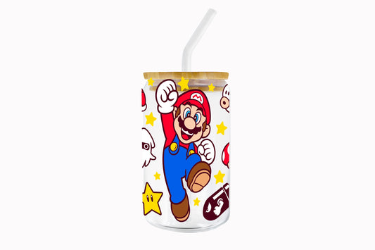 VASO DE VIDRIO CON SORBETE: MARIO BROS