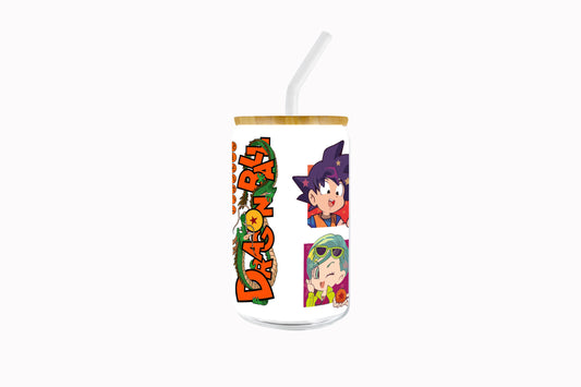 VASO DE VIDRIO CON SORBETE: DRAGON BALL Z CHIBI
